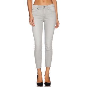7 For All Mankind Midrise Cropped Skinny Jeans Gray 28